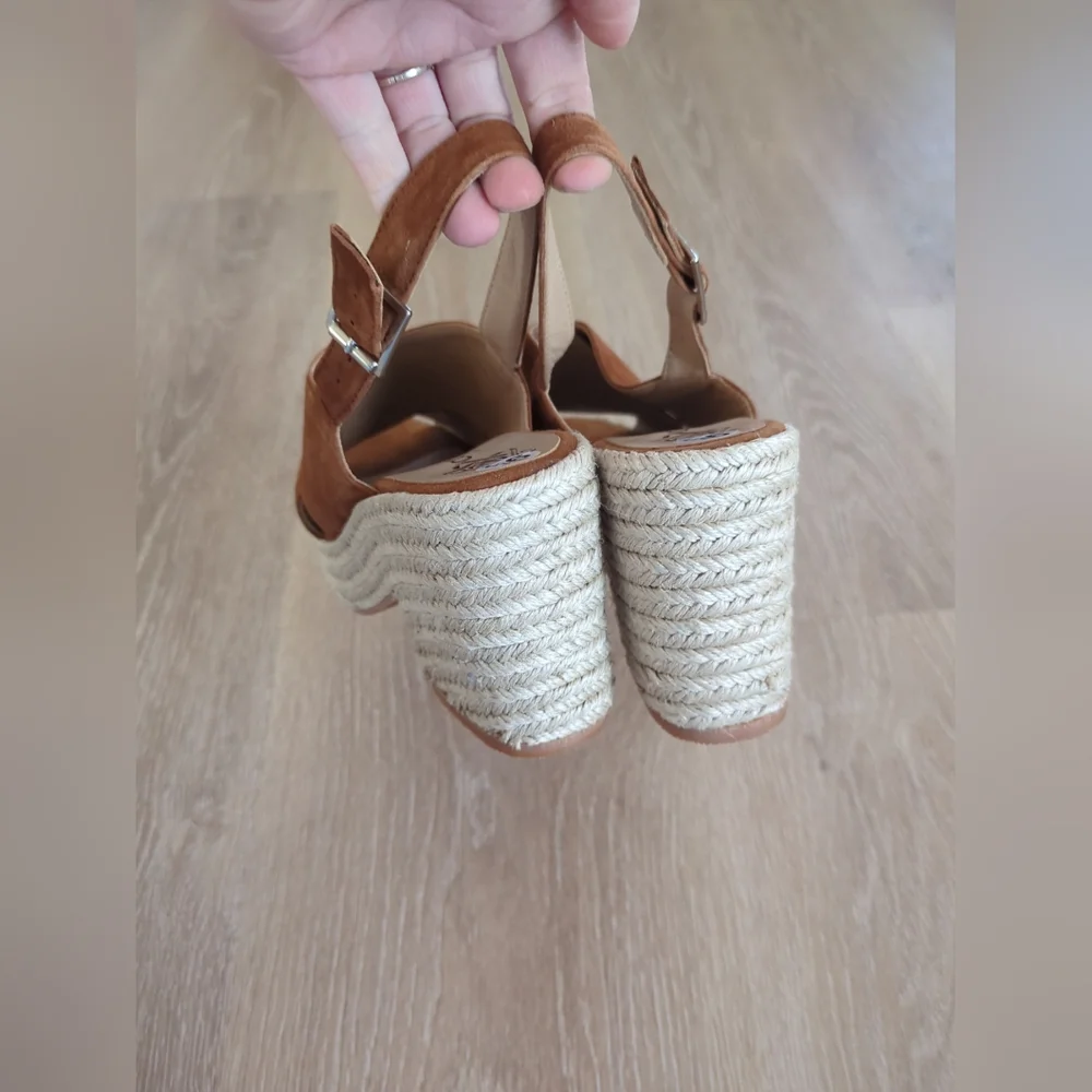 Conchisa Brown Suede Platform Espadrille Shoes Sandals Size 9.5
